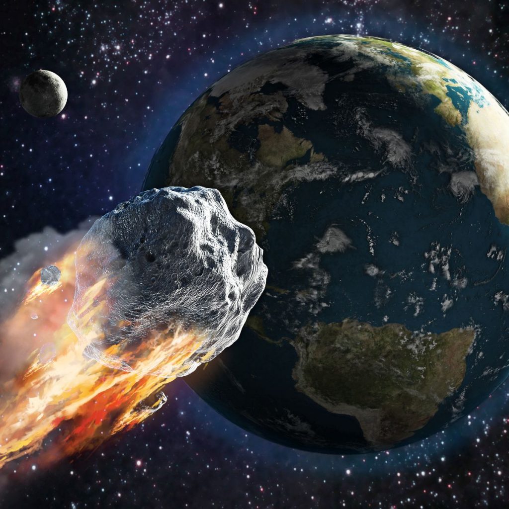 0 Burning Asteroid Moving Through The Earth