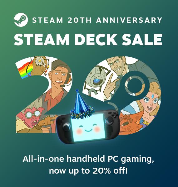 To Commemorate Steams 20Th Anniversary Valve Offers Up To A 20 Discount On The Steam Deck